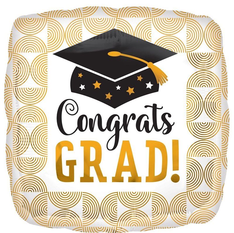 Foil Balloon Congrats Grad Ribbed Lines Jumbo Hx 28in