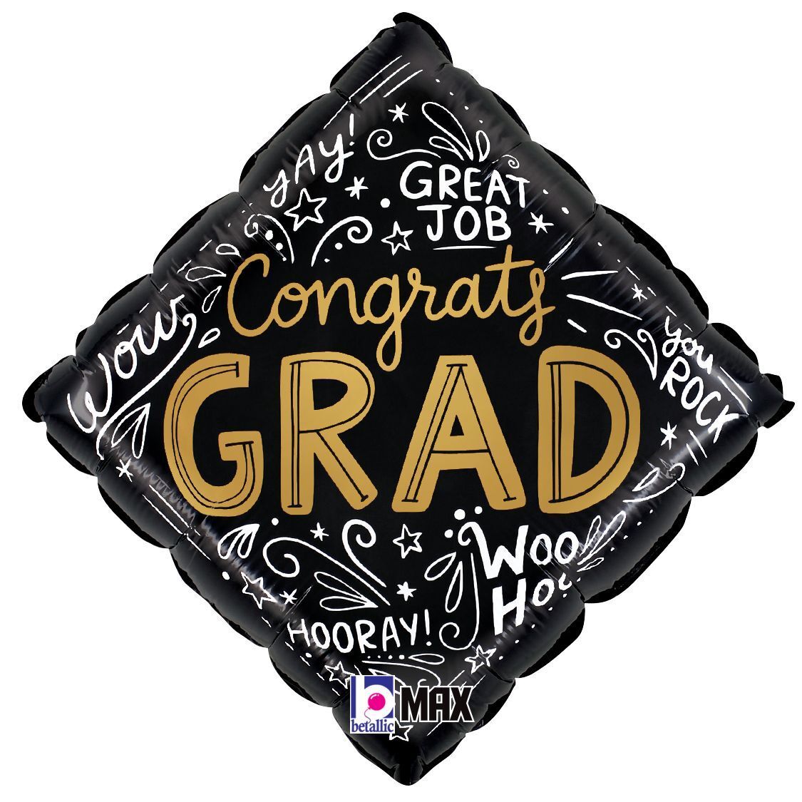 Foil Balloon Congrats Grad Words Max Float Diamond 18in