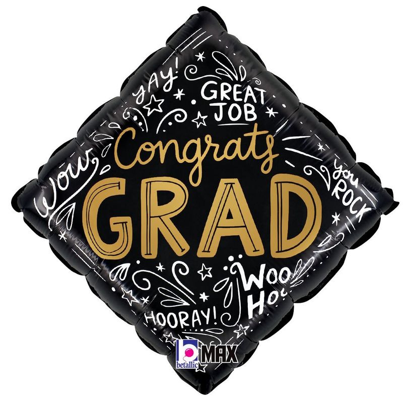 Foil Balloon Congrats Grad Words Max Float Diamond 18in