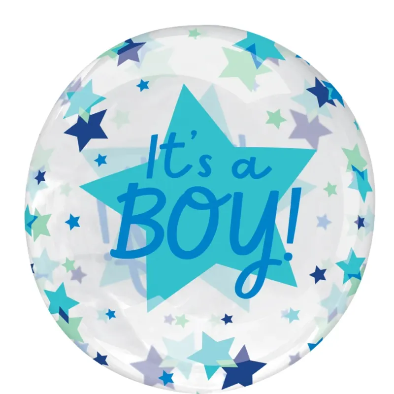 Foil Balloon It's a Boy Stars Clearz 18in