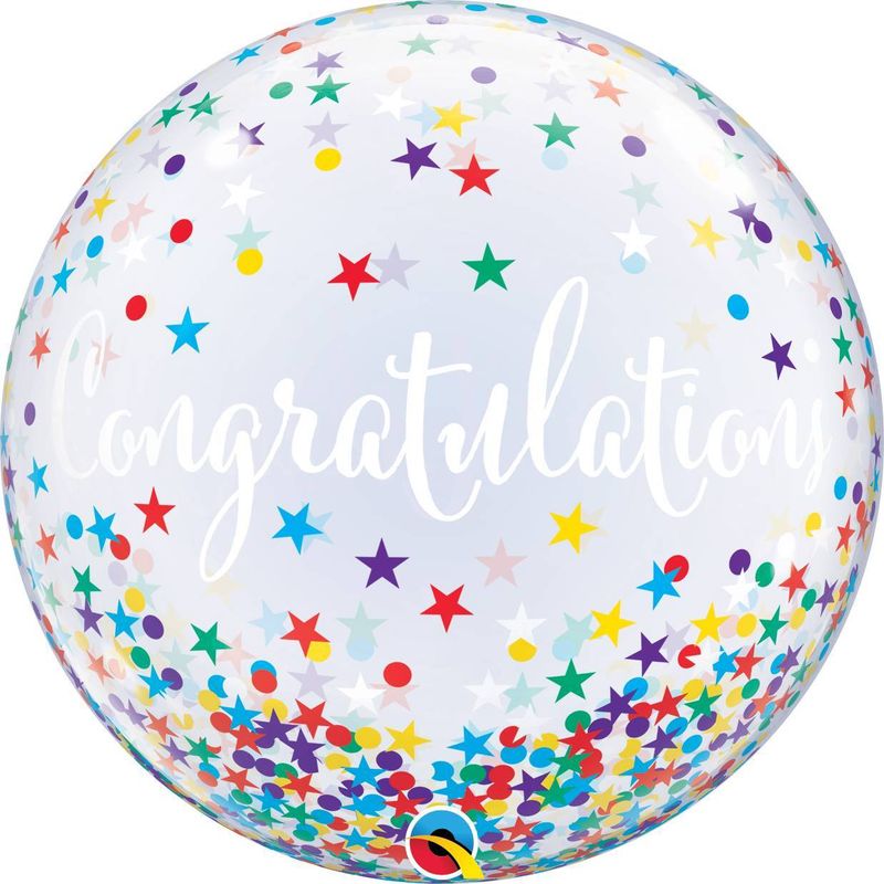 Foil Balloon Congratulations Confetti Stars Bubble 22in