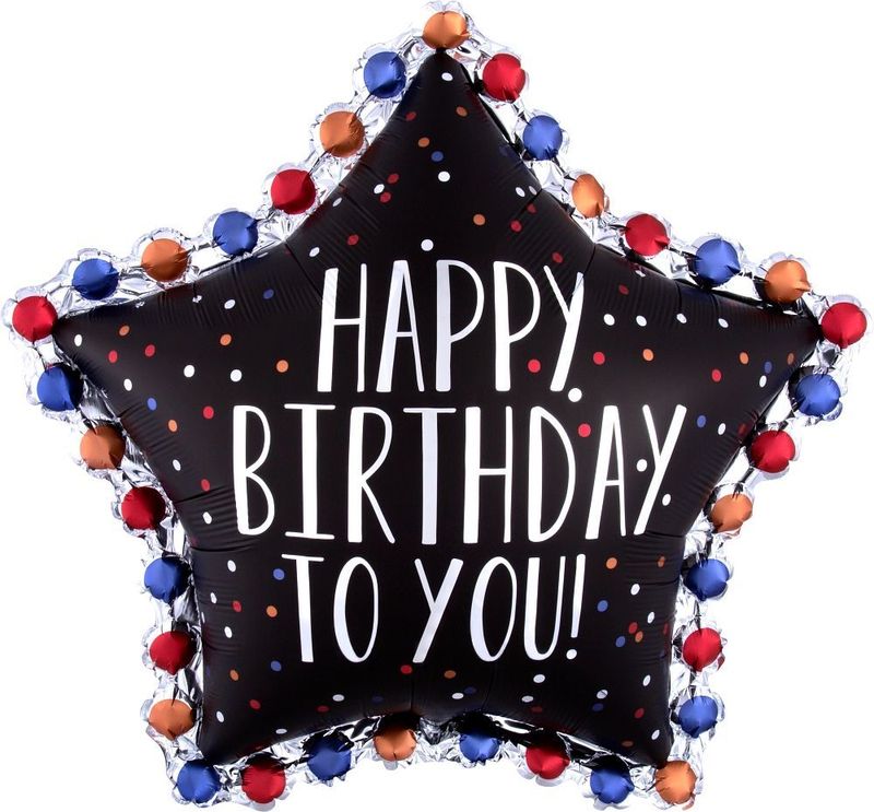 Foil Balloon Birthday to You Satin Star 34in