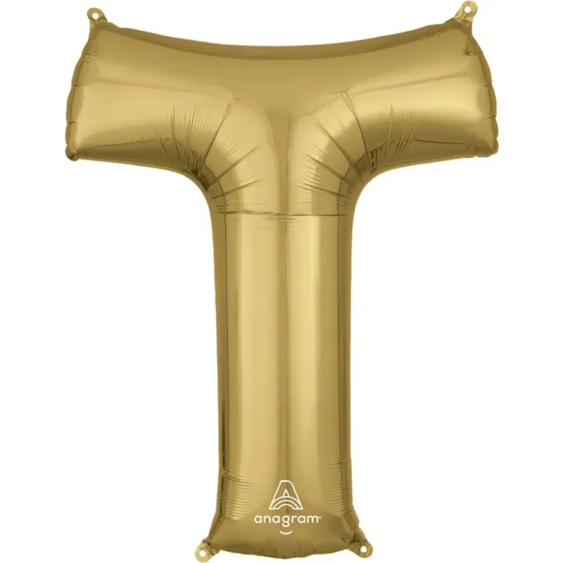 Foil Balloon Letter T White Gold 34in