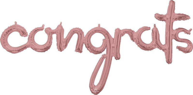Foil Balloon Phrase Congrats Rose Gold Script 56in
