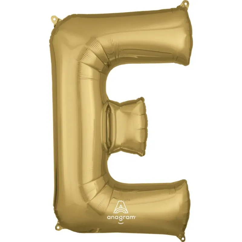 Foil Balloon Letter E White Gold 34in