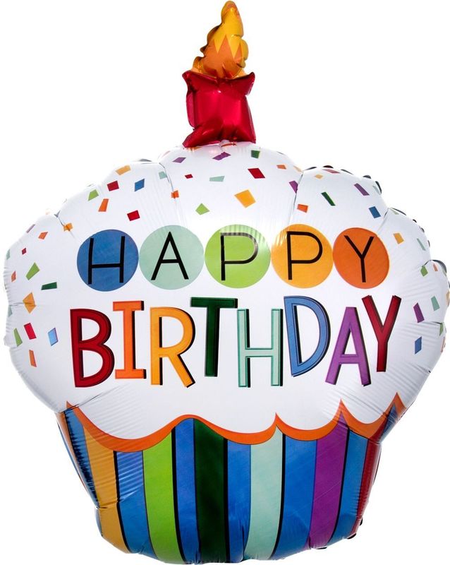 Foil Balloon Rainbow Birthday Cupcake 36in