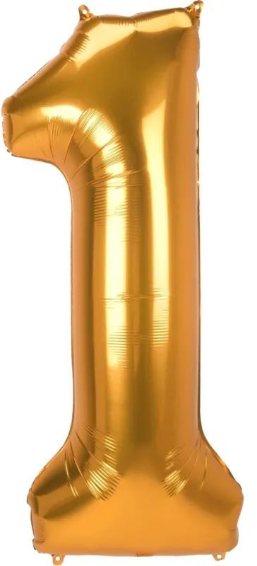 Foil Balloon Number 1 Gold 53in