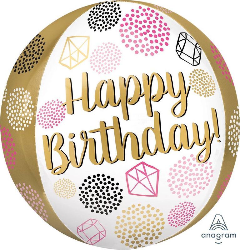 Foil Balloon Orbz Birthday Gems 15in
