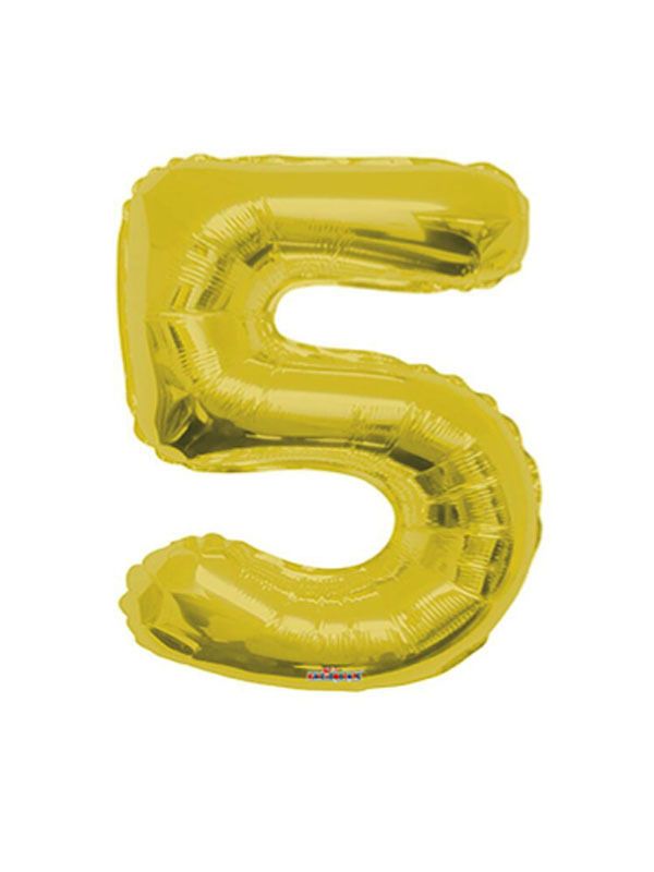 Foil Balloon Number 5 Gold 34in