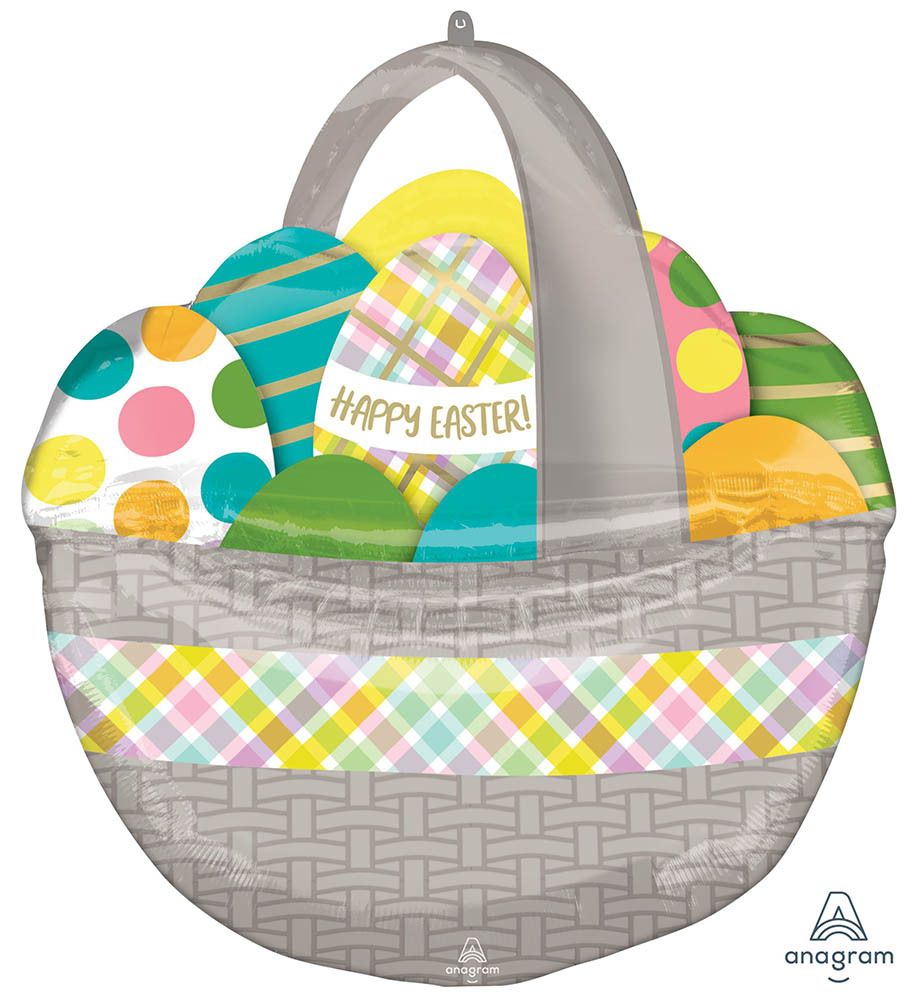 Foil Balloon Easter Egg Basket 26in