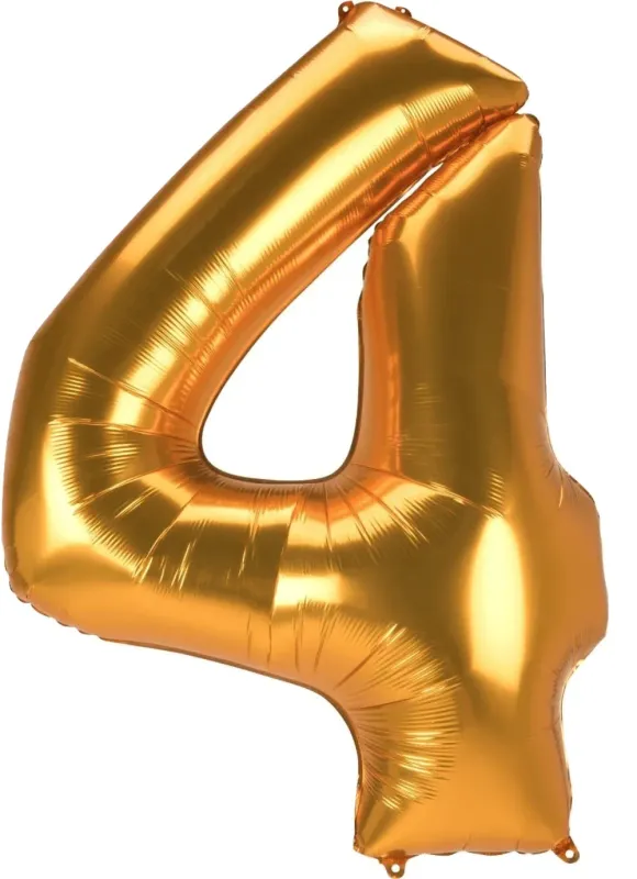 Foil Balloon Number 4 Gold 53in
