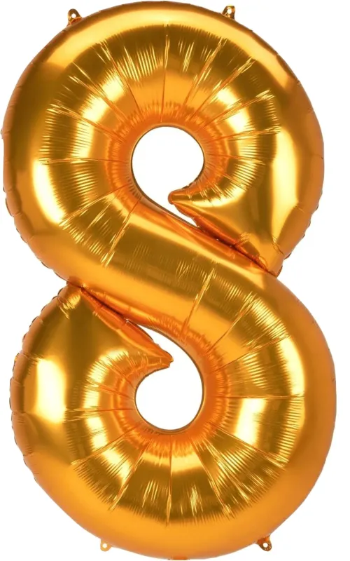 Foil Balloon Number 8 Gold 53in