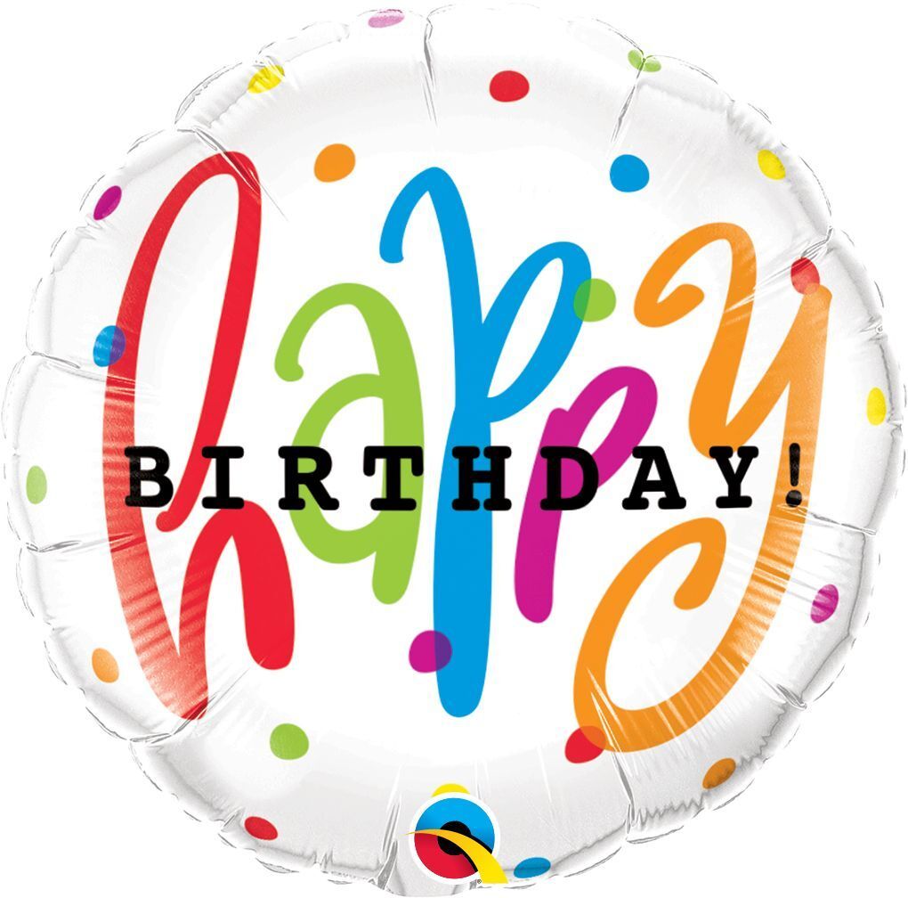 Foil Balloon Round Happy Birthday Dots 18in