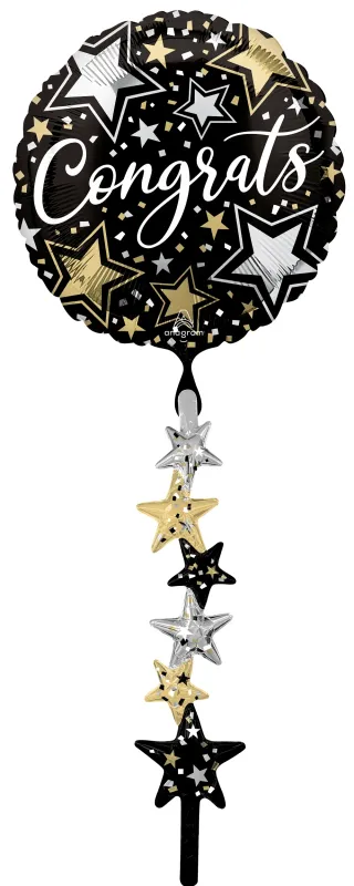 Foil Balloon Bouquet Congrats Black Silver Gold