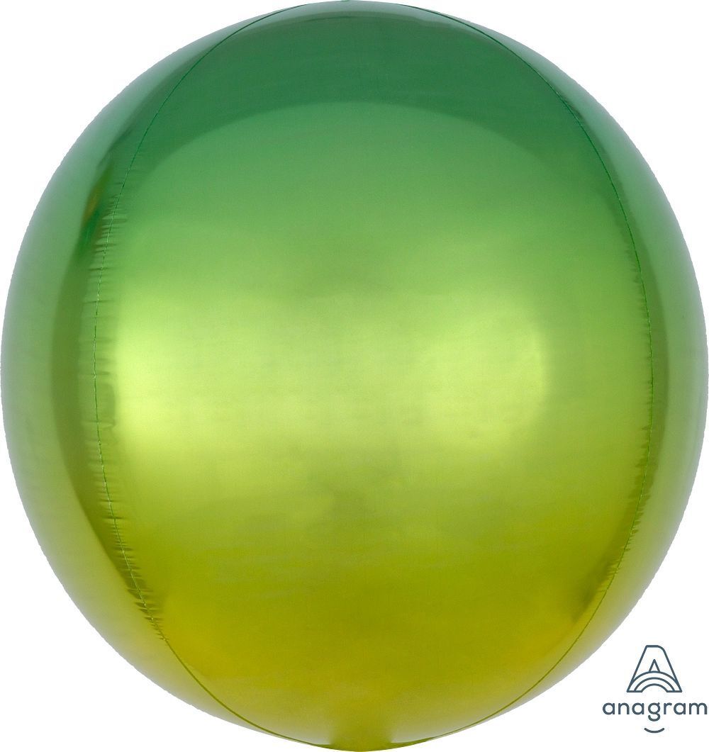 Foil Balloon Orbz Yellow & Green Ombre 15in