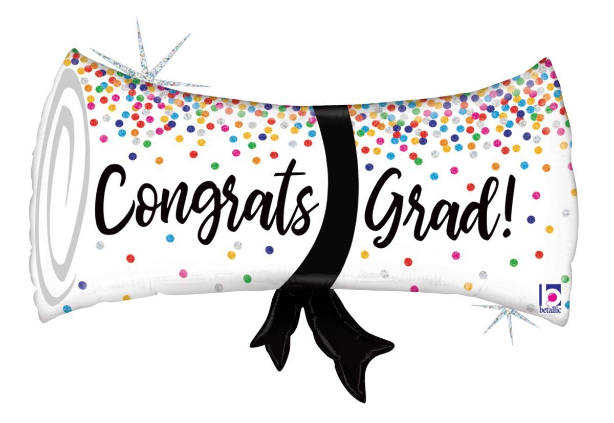 Foil Balloon Grad Confetti Diploma Glitter Holographic 31in