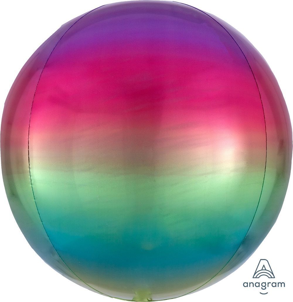 Foil Balloon Orbz Rainbow Ombre 15in