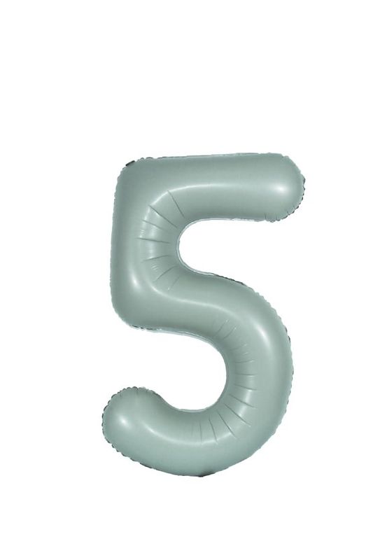 Decochamp Eucaliptus Number 5 Foil Balloon 34in (Single Pack) Manufactured from Aluminum Foil, Robust and Leak Resistant