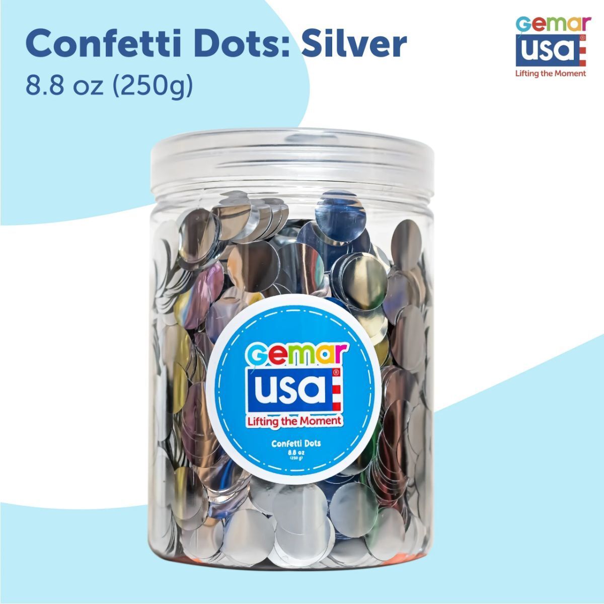 Silver Metallic Confetti Jar (Round)