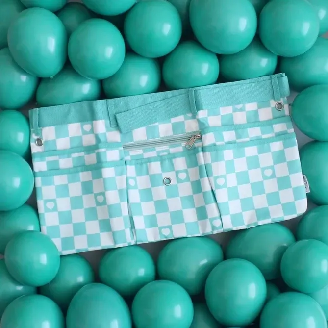 Aqua and White Checkered Pattern Maker Apron