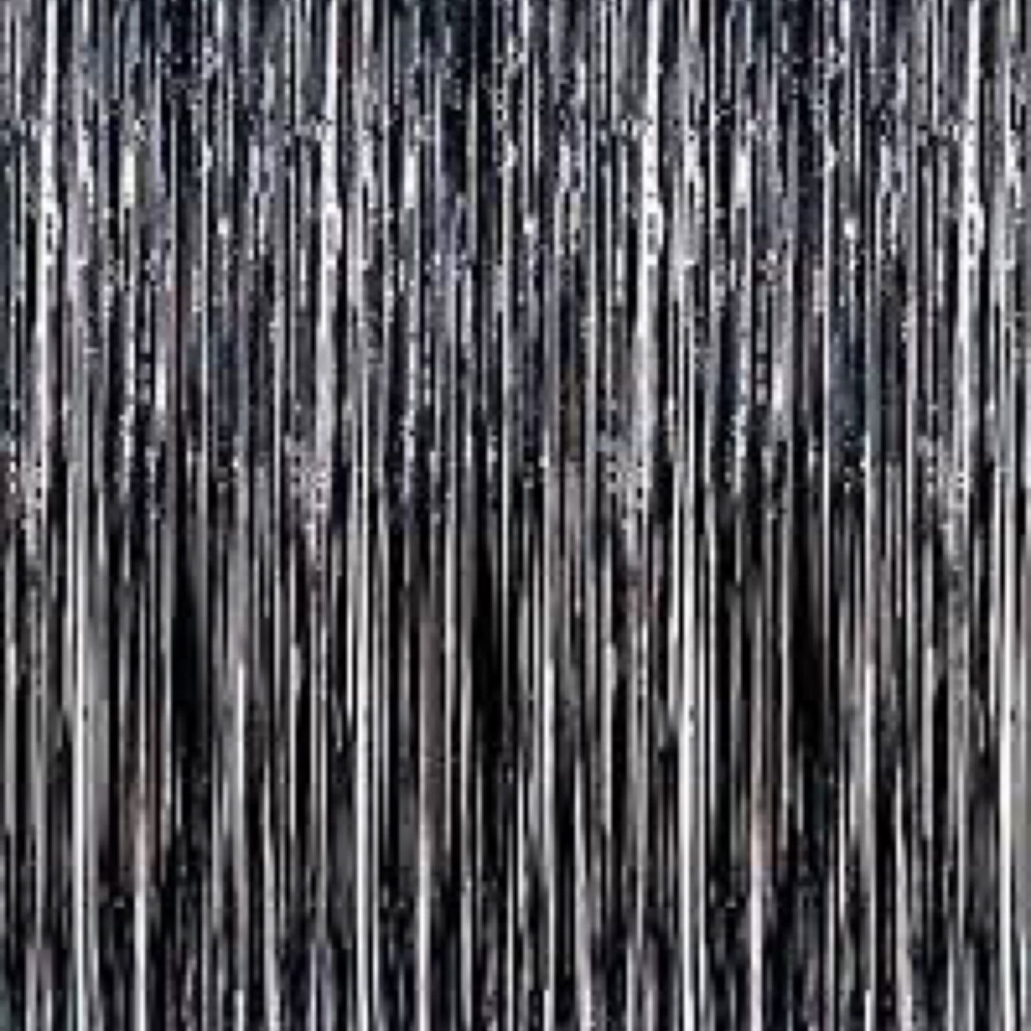 Black Foil Curtain Backdrop – Metallic Party Decoration for Birthdays & Events