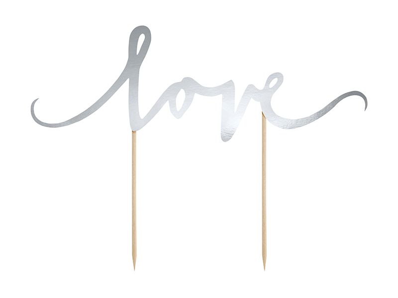Silver Love Cake Topper