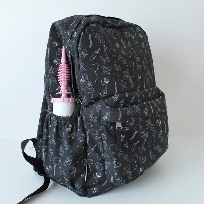 Black & White Balloon Confetti Print Backpack