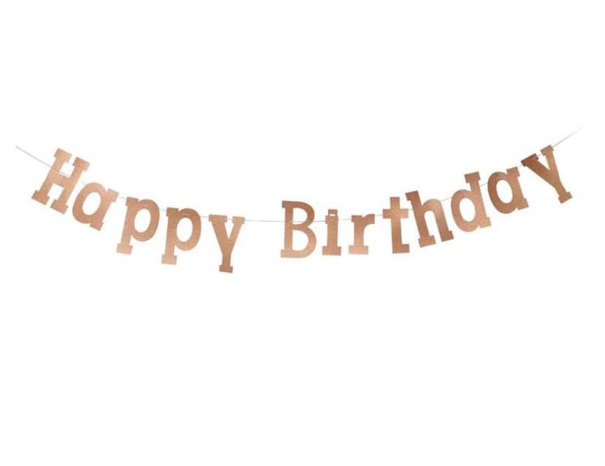 Happy Birthday Banner in Rose Gold 9FT String All Occasion Party Supplies