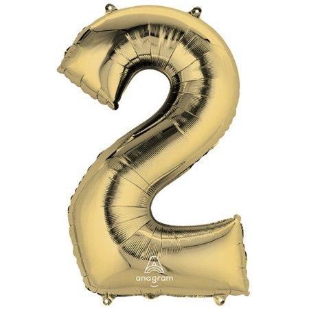 34 Inch Number 2 - Anagram - White Gold Foil Mylar Balloon