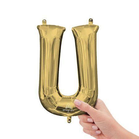 16 Inch Letter U - Anagram - White Gold (Air-Fill Only) Foil Mylar Balloon