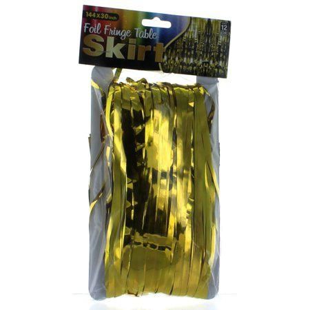 Gold Metallic Foil Fringe Table Skirt 144 x 30