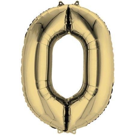 34 Inch Number 0 - Anagram - White Gold Foil Mylar Balloon