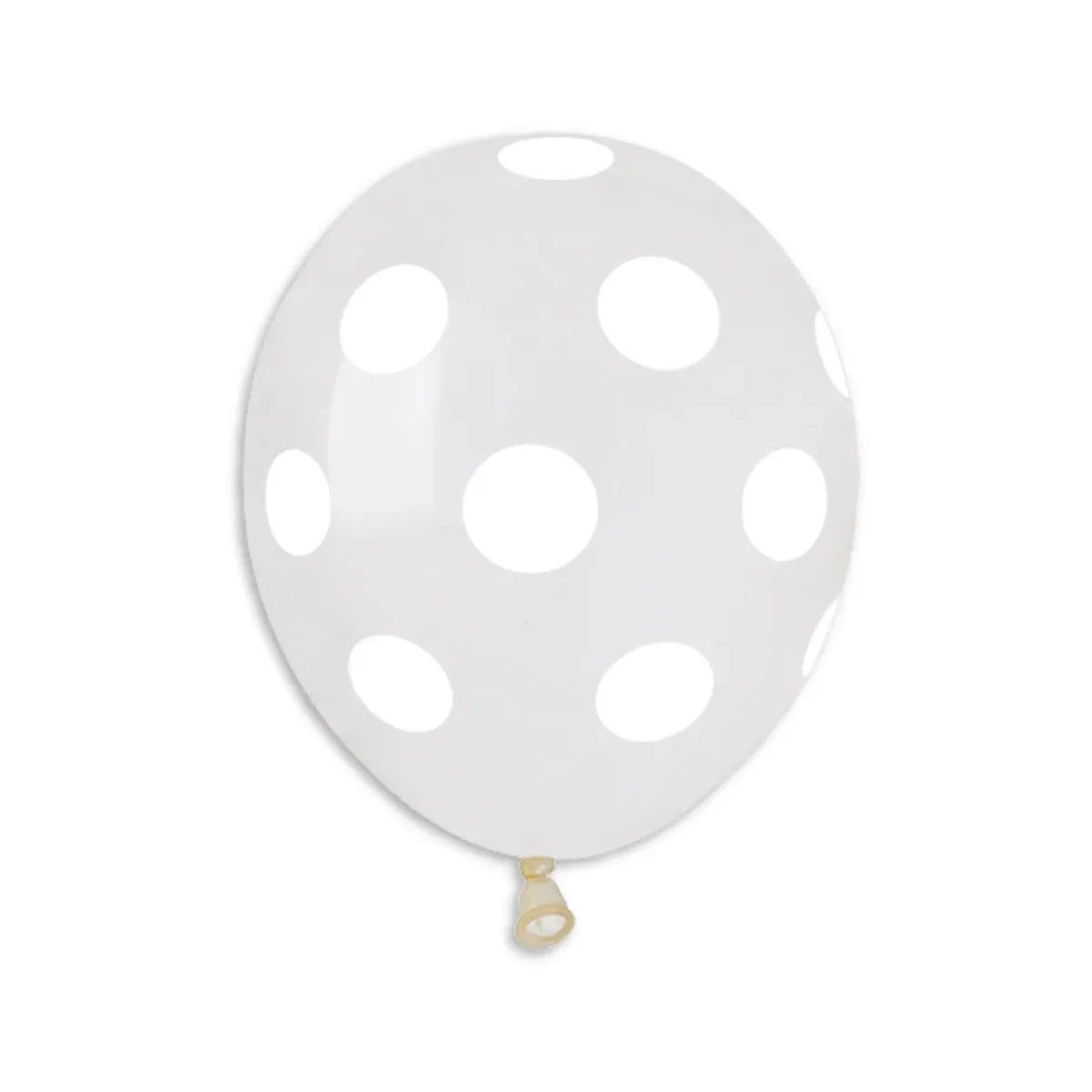 Gemar Crystal Printed Clear & White Polka Dot Latex Balloons #000 - 100 pieces