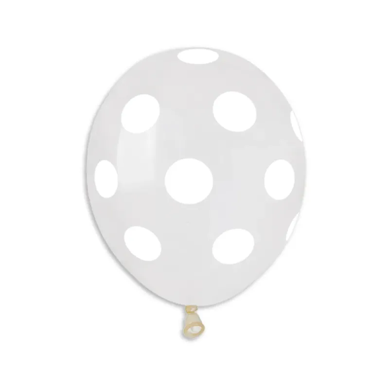 Gemar Crystal Printed Clear & White Polka Dot Latex Balloons #000 - 100 pieces