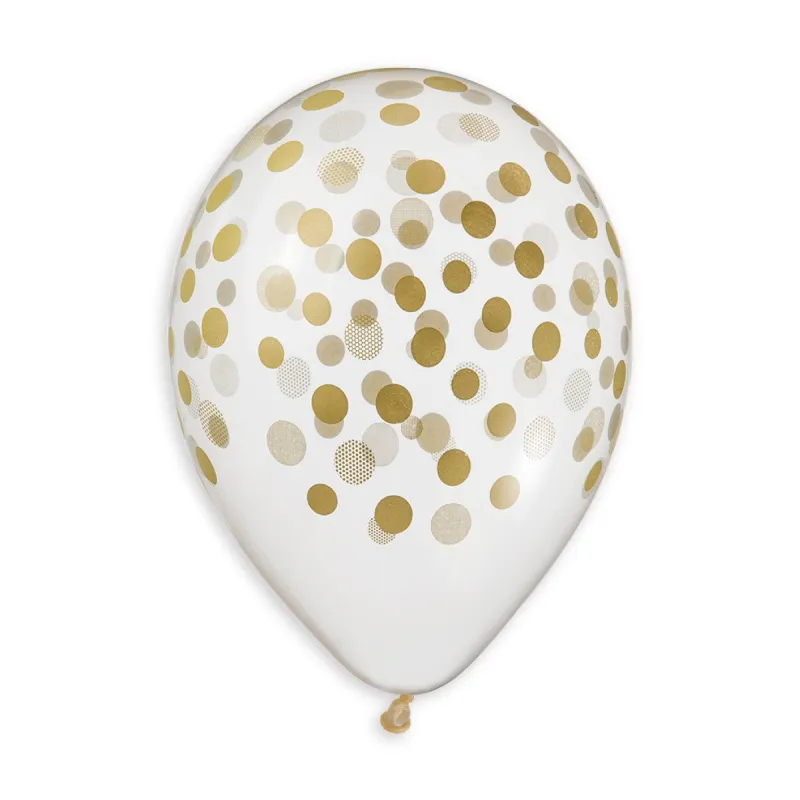 Gemar Crystal Printed Clear Gold Latex Balloons #000 13in - 50 pieces