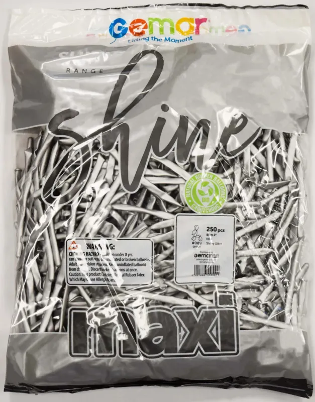 DB4 Gemar Shiny Silver Latex Balloons #089 2in - 250 pieces