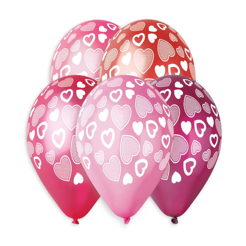 Gemar Metal Printed Heart Parchwork Latex Balloons #917 12in - 50 pieces