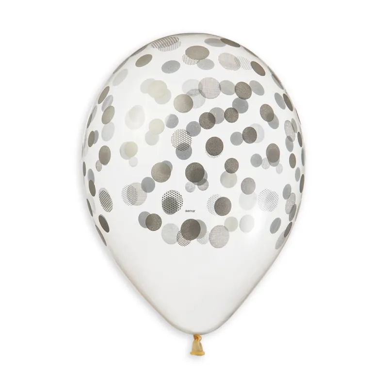 Gemar Crystal Printed Clear Silver Latex Balloons #000 13in - 50 pieces