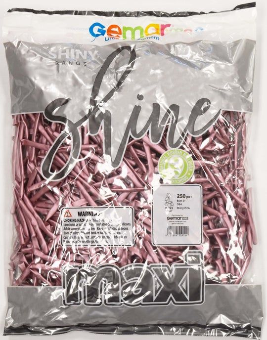 DB4 Gemar Shiny Pink Latex Balloons #091 2in - 250 pieces