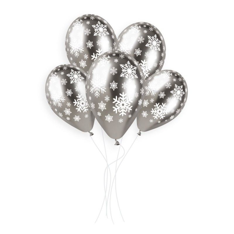 Gemar Shiny Printed Snowflakes Latex Balloons #141 - 25 pieces