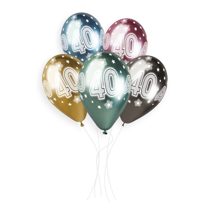Gemar Shiny Printed Cosmic Star Number 40 Ass. Latex Balloons #872 13in - 25 pieces
