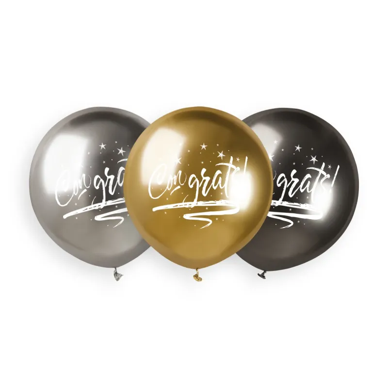 Gemar Shiny Printed Congrats Ass. Latex Balloons #797 19in - 25 pieces