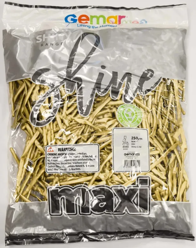 DB4 Gemar Shiny Gold Latex Balloons #088 2in - 250 pieces