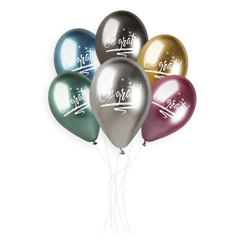 Gemar Shiny Printed Congrats Leaves Ass. Latex Balloons #797 13in - 25 pieces