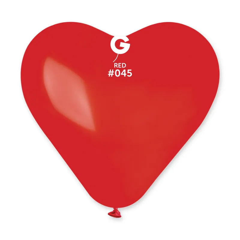 Gemar Standard Heart Shape Red Latex Balloons #045 17in - 25 pieces