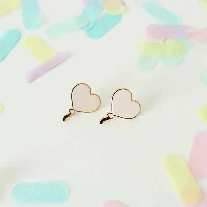 Blush Heart Balloon Earrings