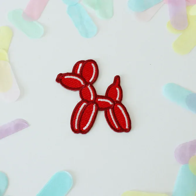 Red Balloon Dog Embroidered Patch
