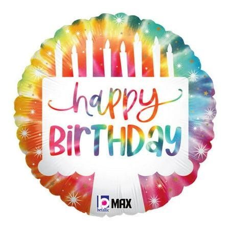 18 Inch Tie-Dye Cake Birthday Foil Mylar Balloon