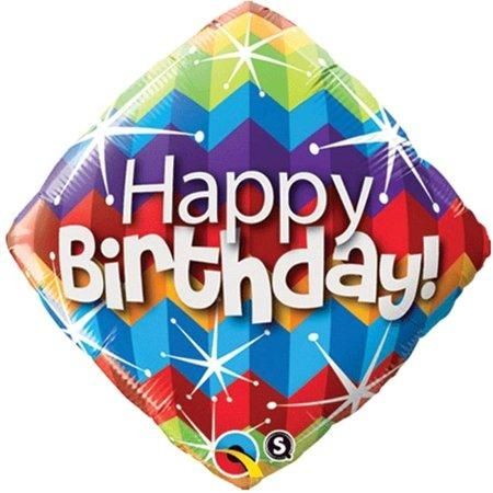 Loftus International Q1-6815 18 in. Birthday Zig Zags & Starbursts Diamond Party Balloon