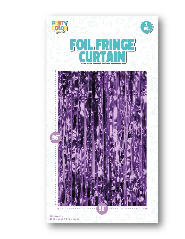 PURPLE GLOSS FOIL FRINGE DOOR CURTAIN
